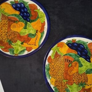 Talavera Mexican Pottery 11.5" Matching HandPainted Wall Hanging plates